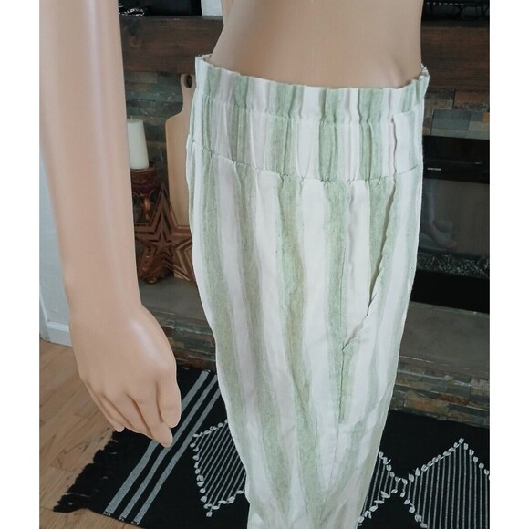 Women's MEDIUM Striped Pants Boho Beachy Lined Light Pockets High Elastic Waist - Picture 9 of 11